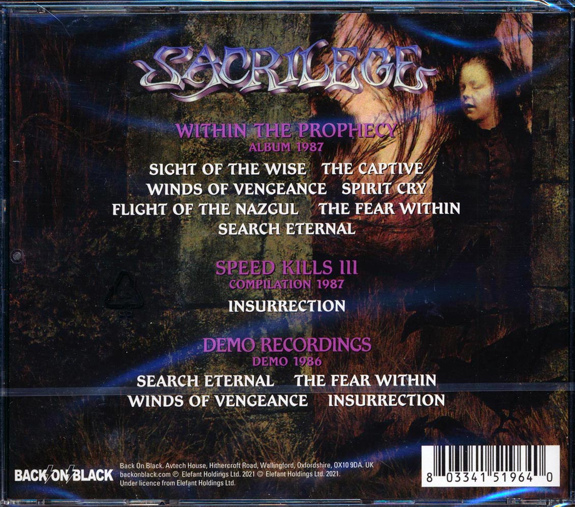 Sacrilege - Within The Prophecy Music CD