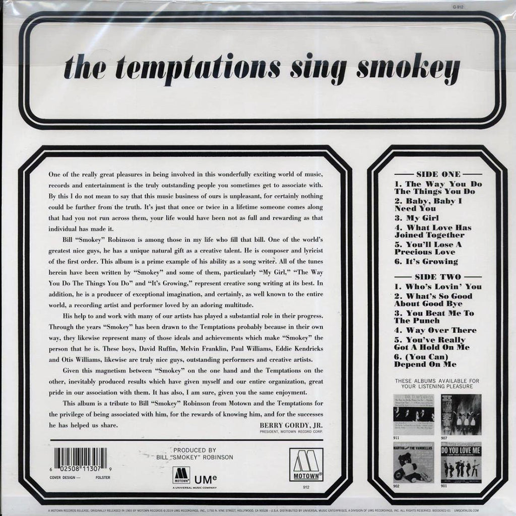 The Temptations - The Temptations Sing Smokey (mono) (ltd. ed.) (180g) (remastered) (audiophile) Vinyl Record