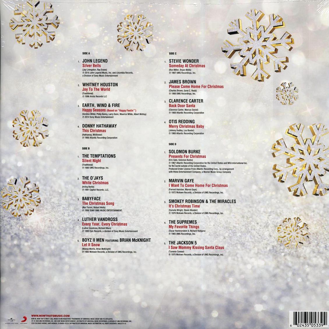 John Legend, Whitney Houston, Marvin Gaye, The Jackson 5, Etc. - Now That's What I Call R&B Christmas! (2xLP) Vinyl Record