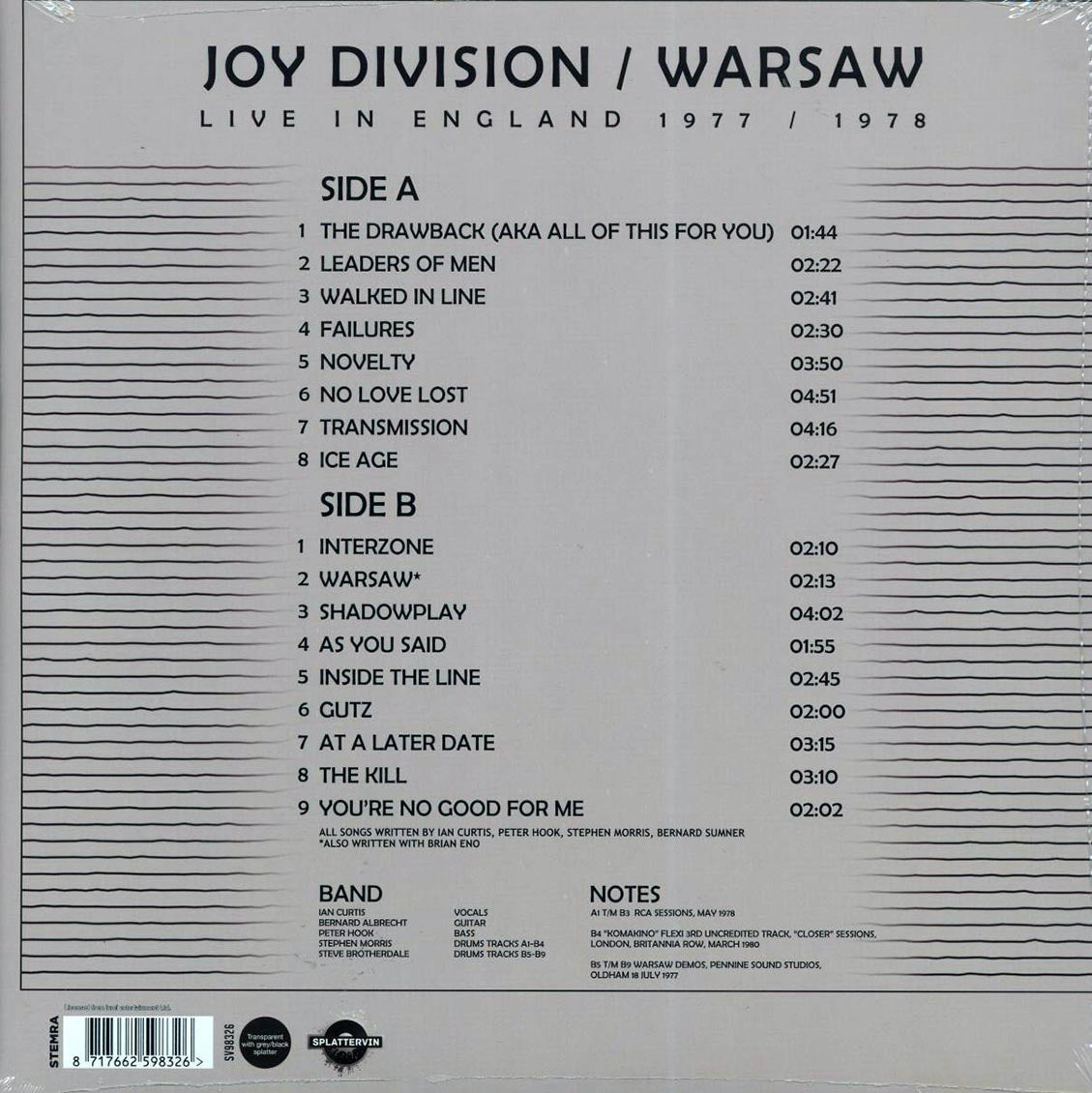 Joy Division, Warsaw - Live In England 1977-1978 (ltd. ed.) Vinyl Record