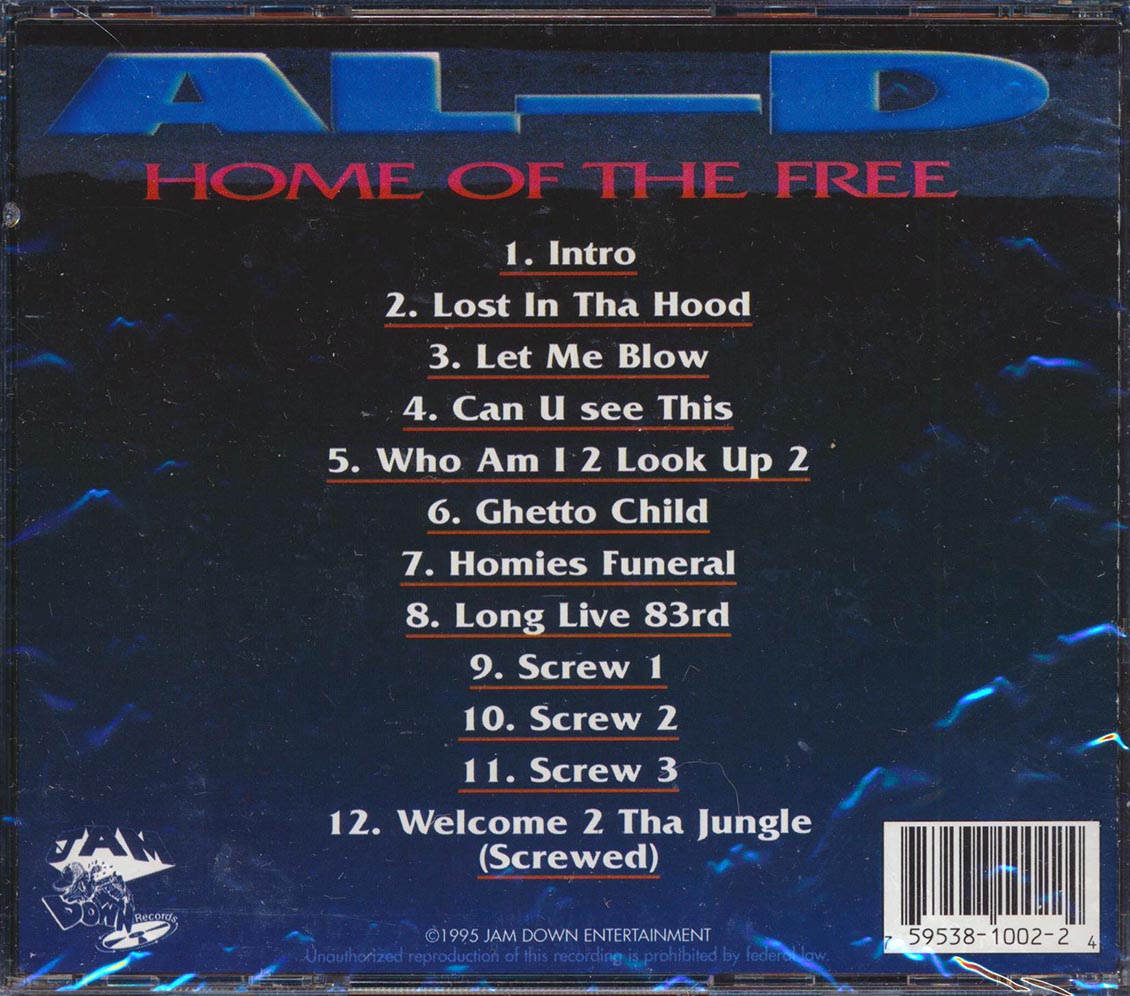 Al-D, DJ Screw - Home Of The Free (Original 1995 First Edition) Music CD