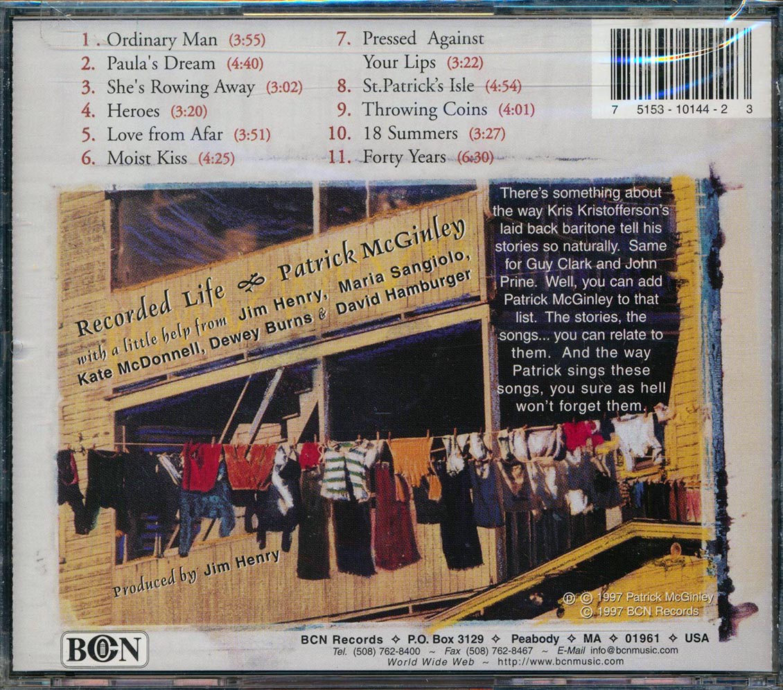 Patrick McGinley - Recorded Life Music CD