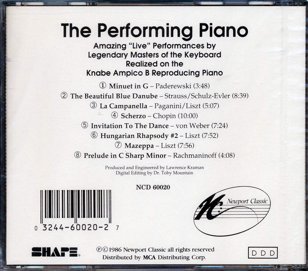 Ignace Jan Paderewski, Josef Lhevinne, Sergei Rachmaninoff, Etc. - The Performing Piano: Amazing Live Performaces By Legendary Masters Music CD