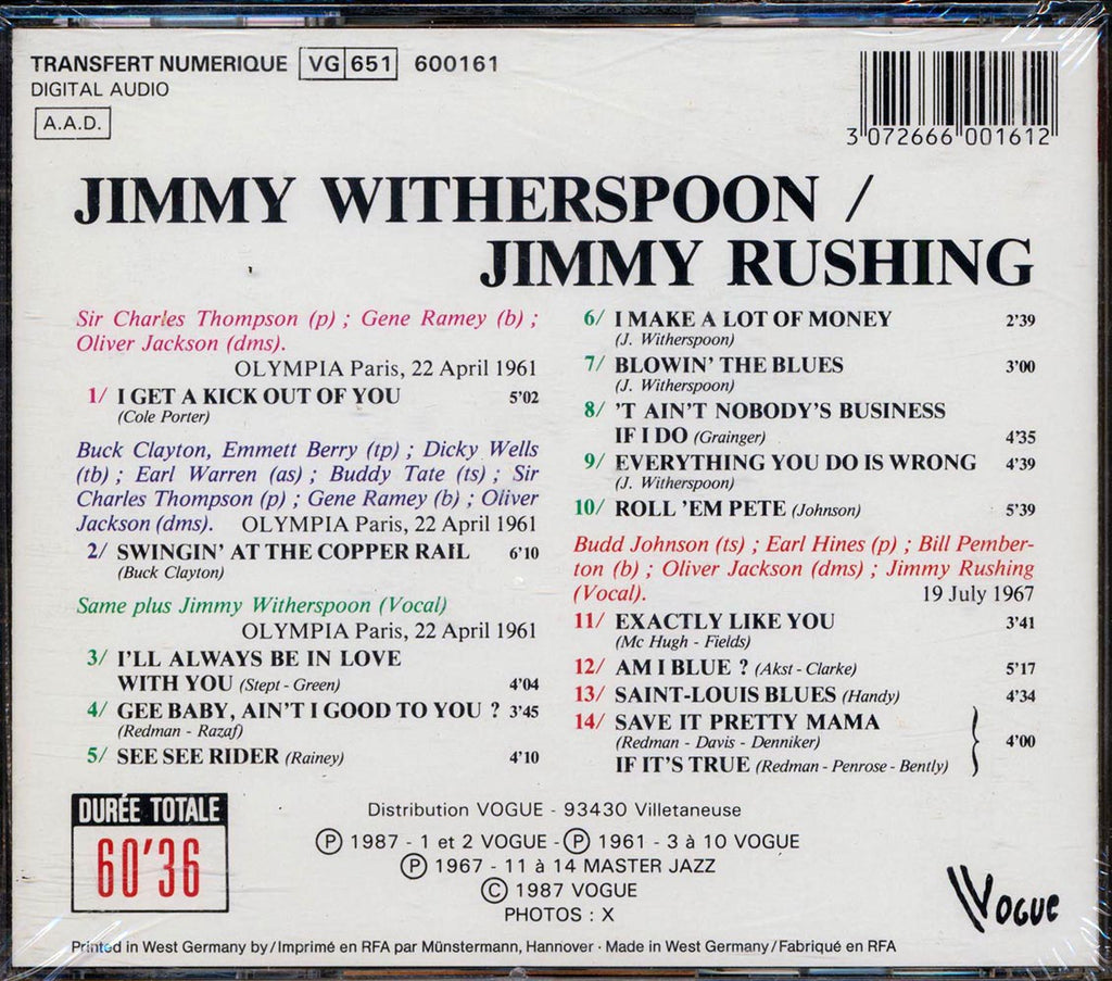 Jimmy Witherspoon, Jimmy Rushing - Jimmy & Jimmy Music CD