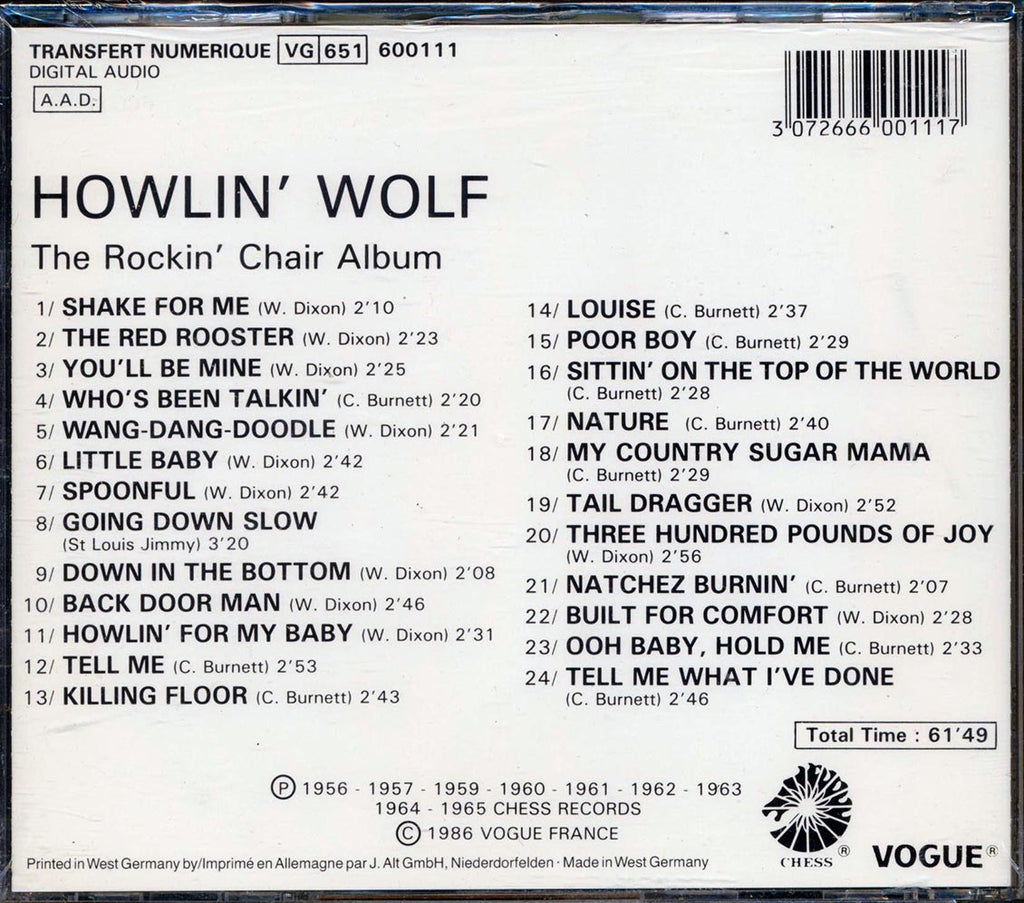 Howlin' Wolf - The Rockin' Chair Album (24 tracks) (+12 bonus tracks) Music CD