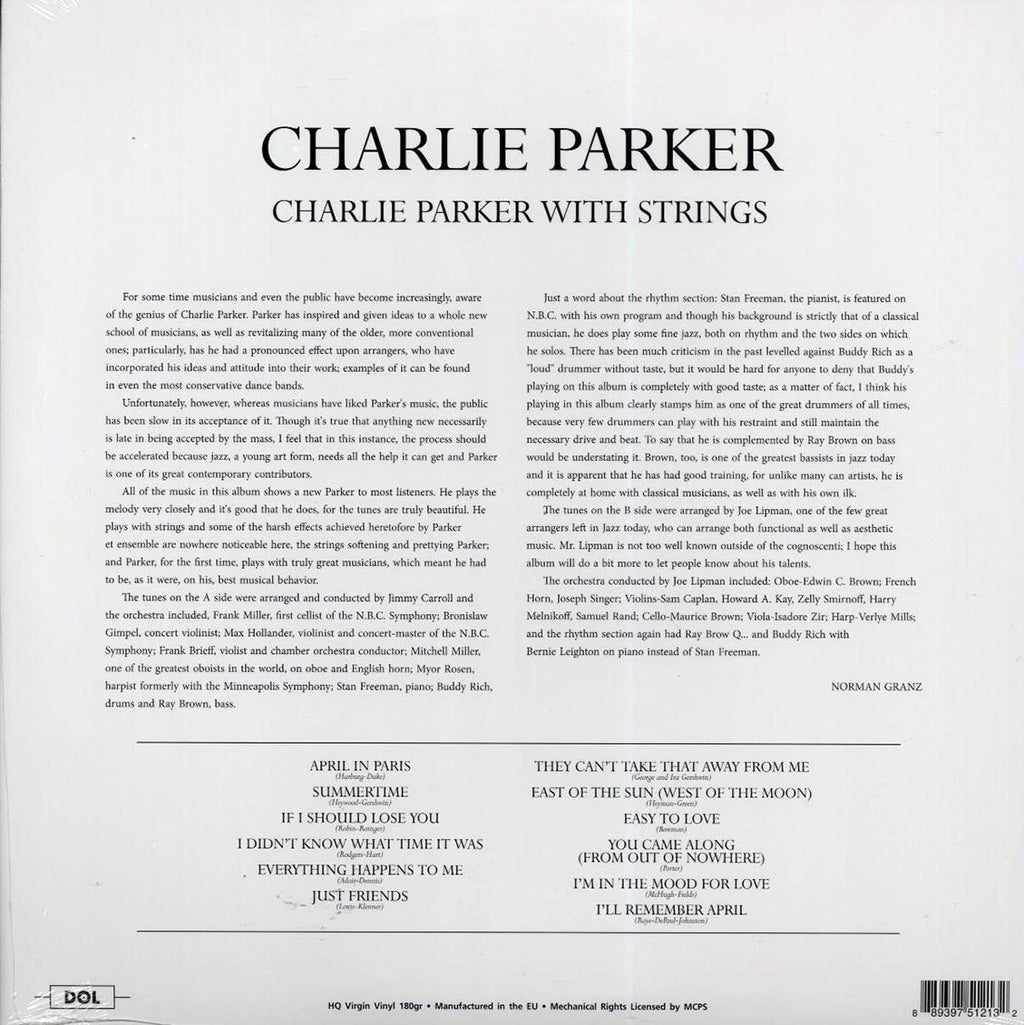 Charlie Parker - Charlie Parker With Strings (180g) Vinyl Record