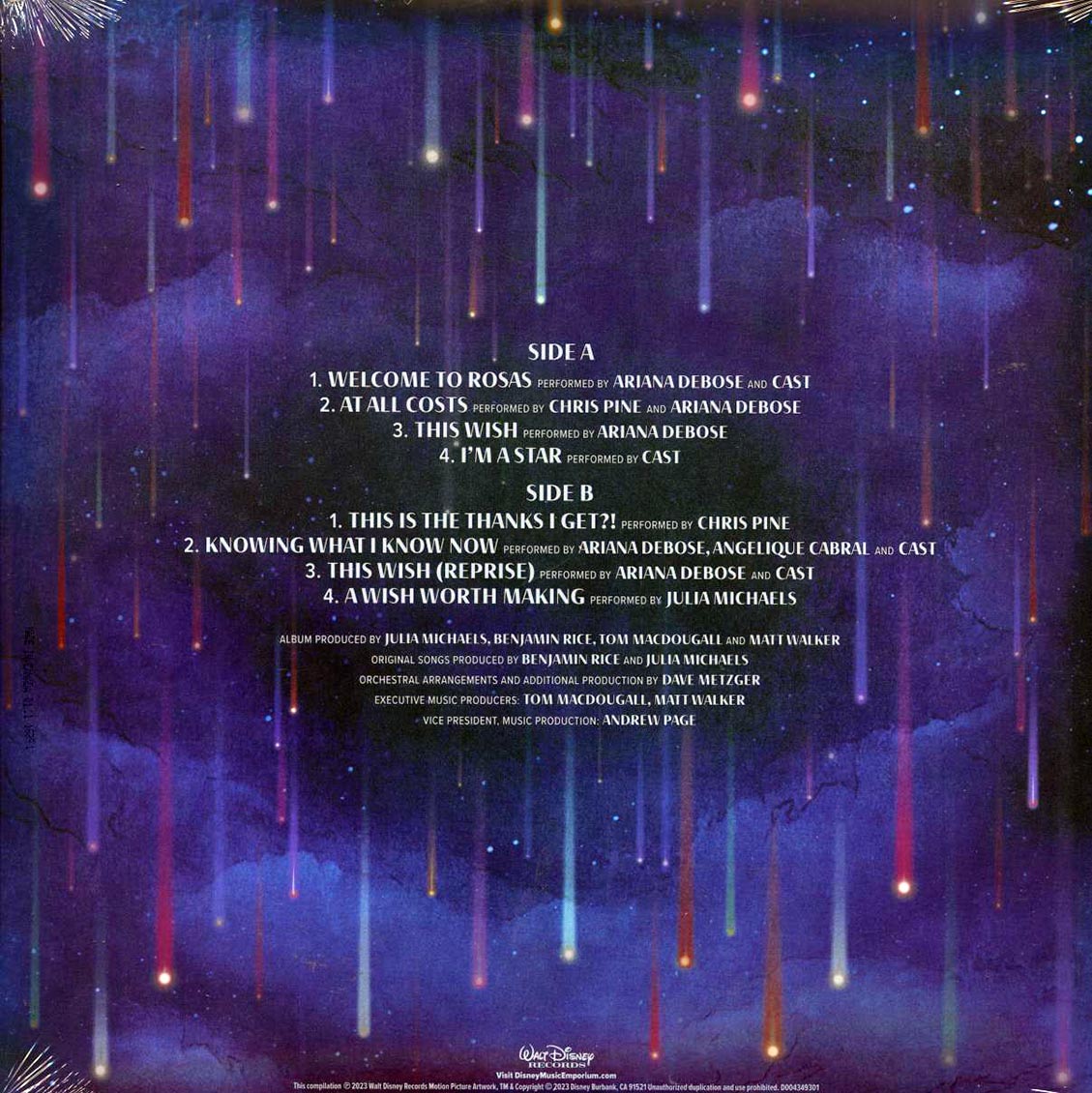 Ariana Debose, Chris Pine, Angelique Cabral, Julia Michaels - Wish: Original Motion Picture Soundtrack (ltd. ed.) (blue splatter vinyl) Vinyl Record