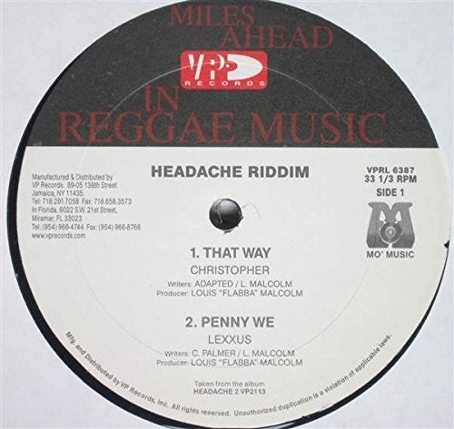 Christopher - That Way - Headache Riddim Version - Vinyl Record