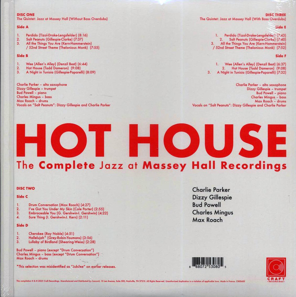 Charlie Parker, Dizzy Gillespie, Bud Powell, Charles Mingus, Max Roach - Hot House: The Complete Jazz At Massey Hall Recordings (Live 1953) (ltd. ed.) (3xLP) (box set) (180g) Vinyl Record