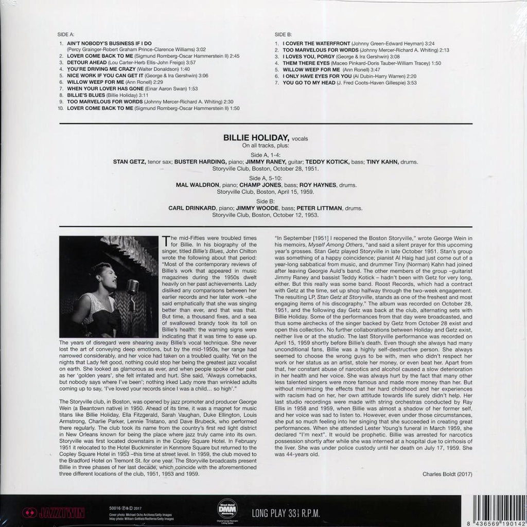 Billie Holiday - Billie Holiday At Storyville Featuring Stan Getz (ltd. ed.) (180g) (remastered) Vinyl Record