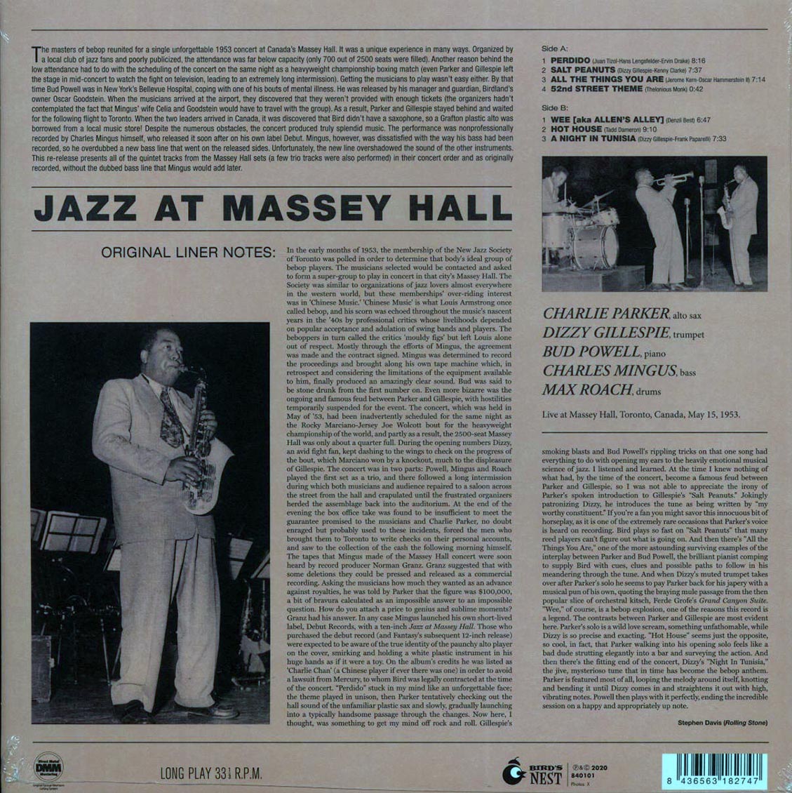 Charlie Parker, Dizzy Gillespie, Bud Powell, Charles Mingus, Max Roach - Jazz At Massey Hall (ltd. ed.) (180g) (yellow vinyl) Vinyl Record