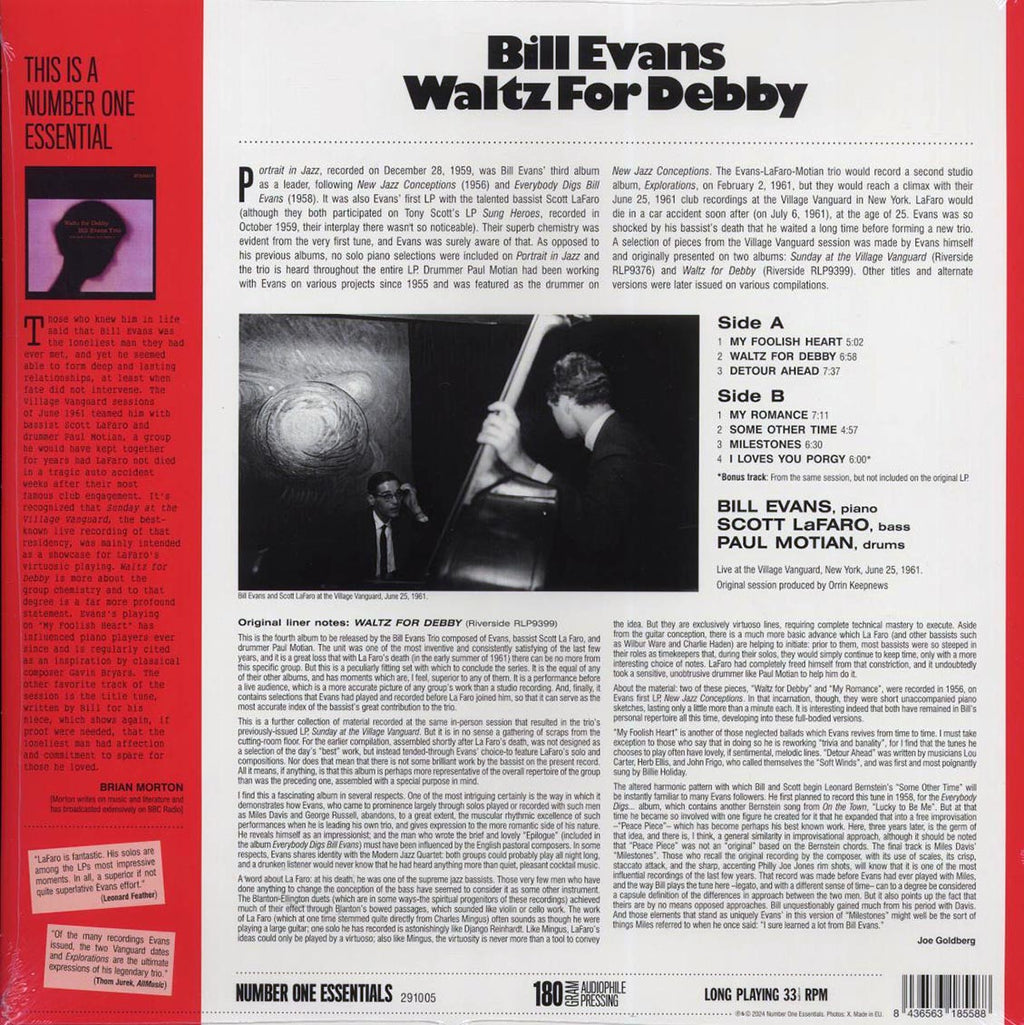 Bill Evans - Waltz For Debby (+bonus track) (ltd. ed.) (180g) Vinyl Record