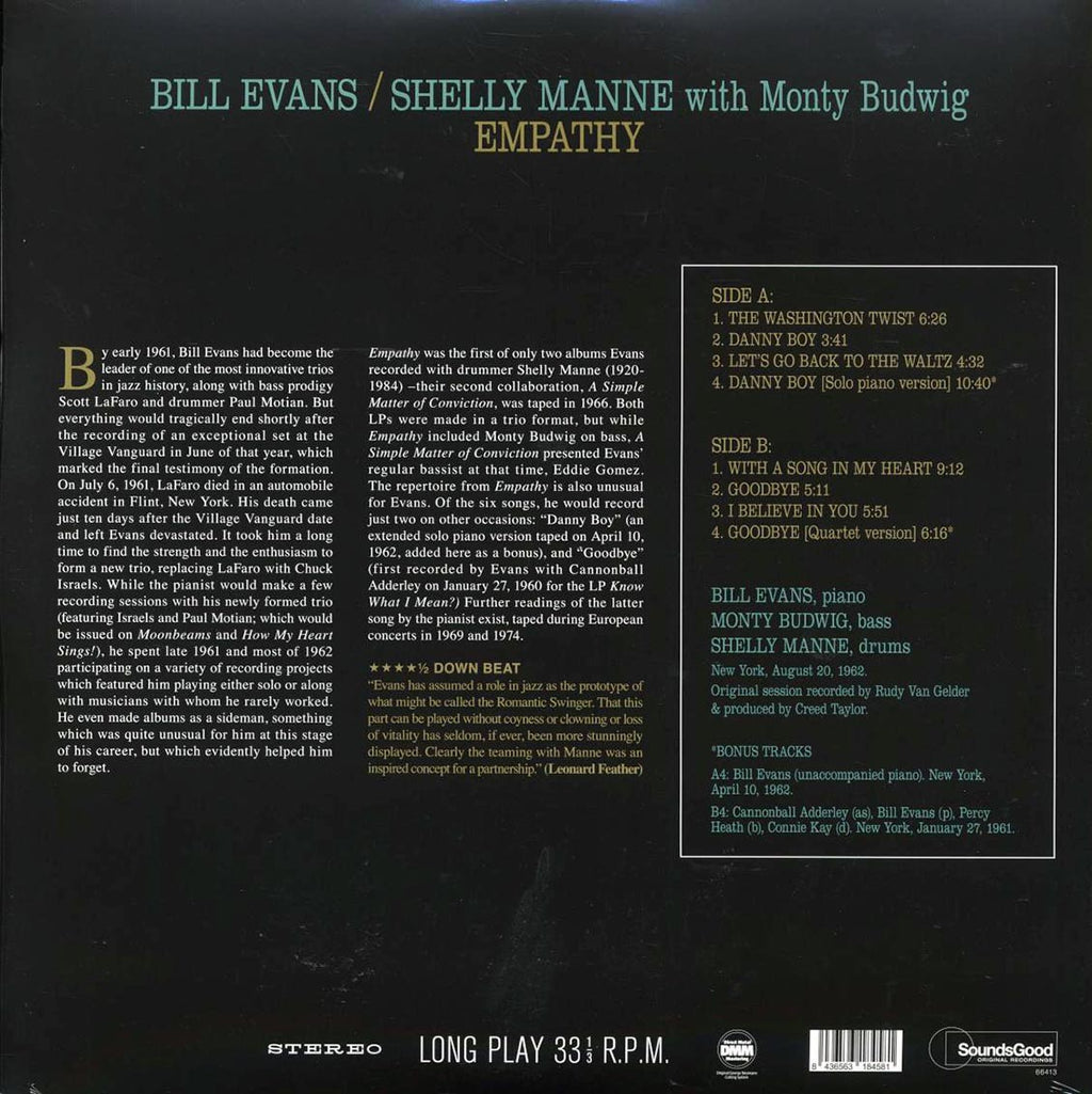 Bill Evans, Shelly Manne, Monty Budwig - Empathy (+2 bonus tracks) (ltd. ed.) (180g) Vinyl Record