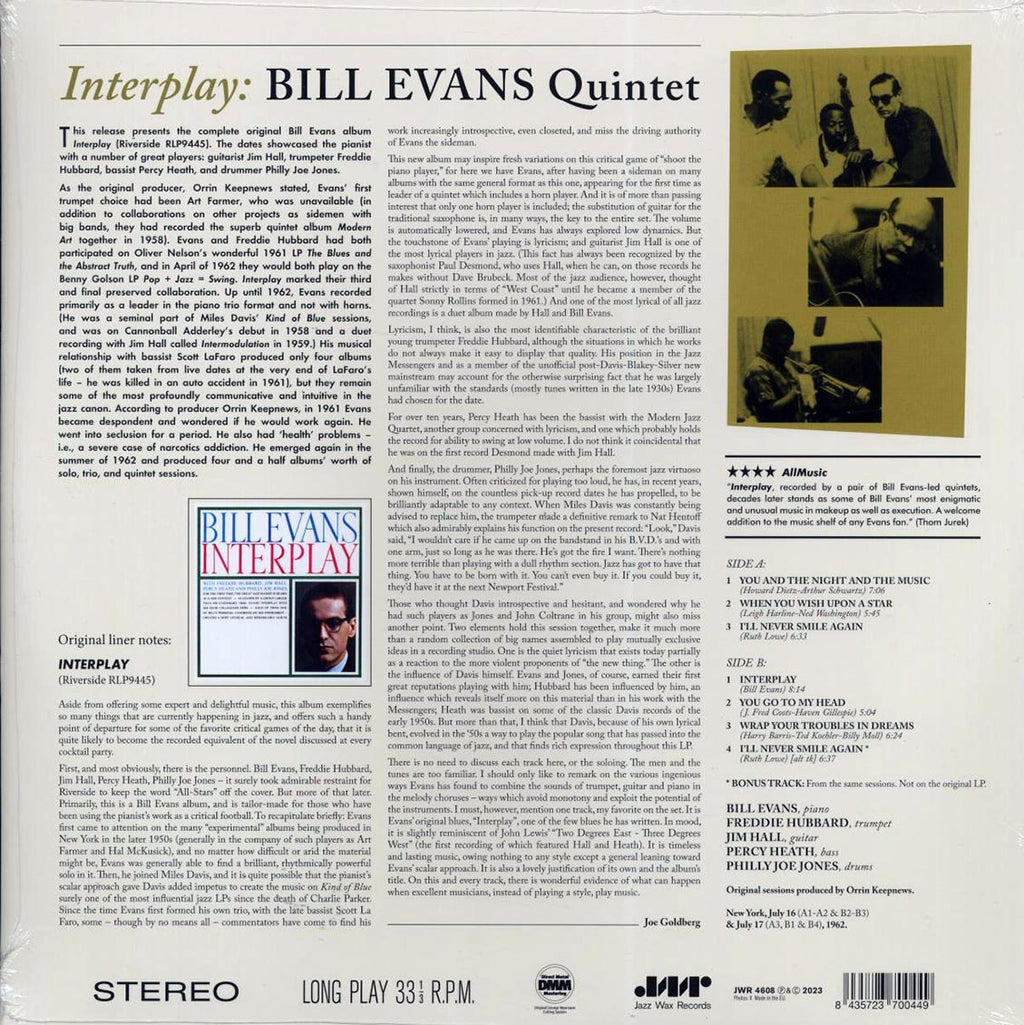 Bill Evans Quintet - Interplay (+bonus track) (ltd. ed.) (180g) Vinyl Record
