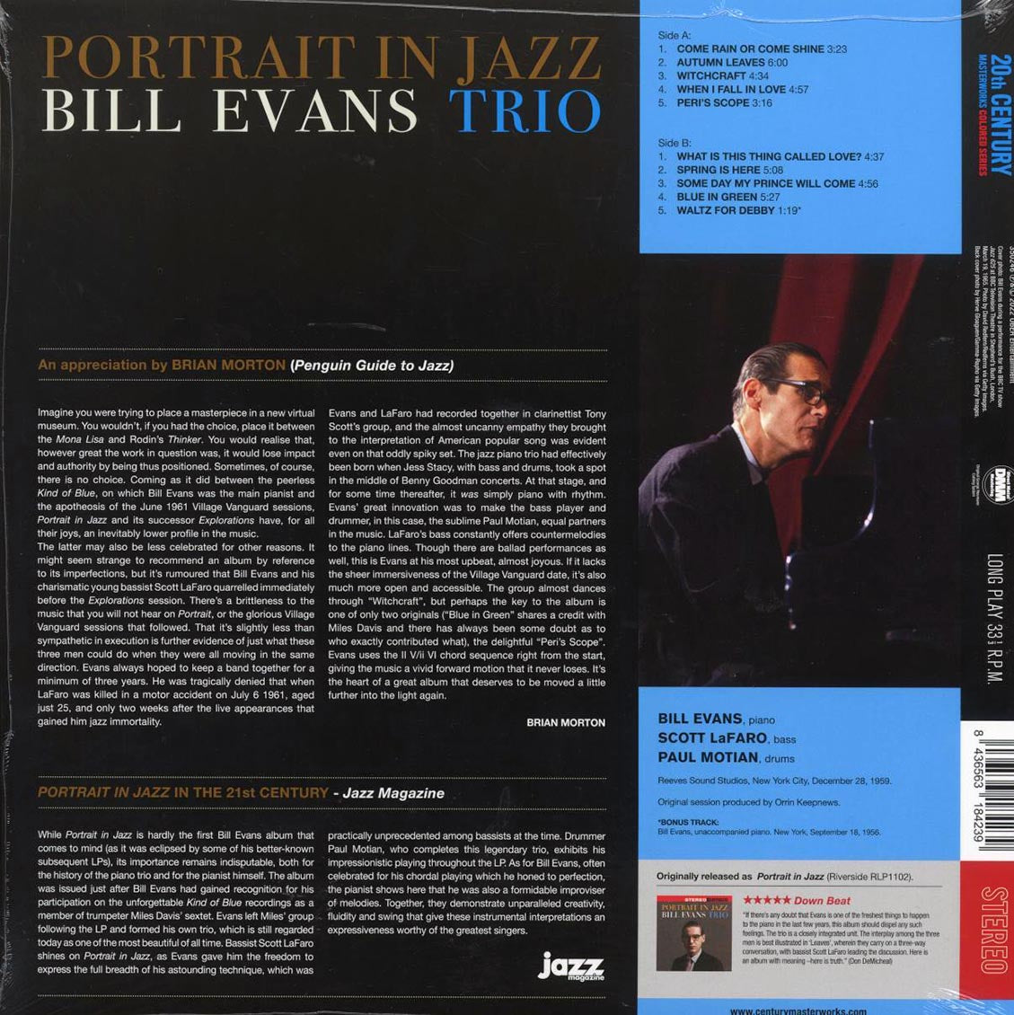 Bill Evans Trio - Portrait In Jazz (+bonus track) (ltd. ed.) (180g) (blue vinyl) Vinyl Record