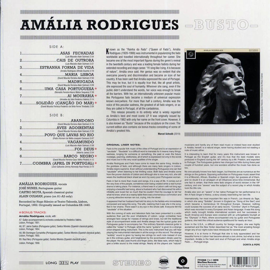 Amalia Rodrigues - Busto (+6 bonus tracks) (ltd. ed.) (180g) Vinyl Record