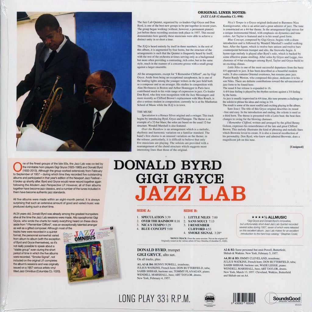 Don Byrd, Gigi Gryce - Jazz Lab (+bonus track) (ltd. ed.) (180g) Vinyl Record
