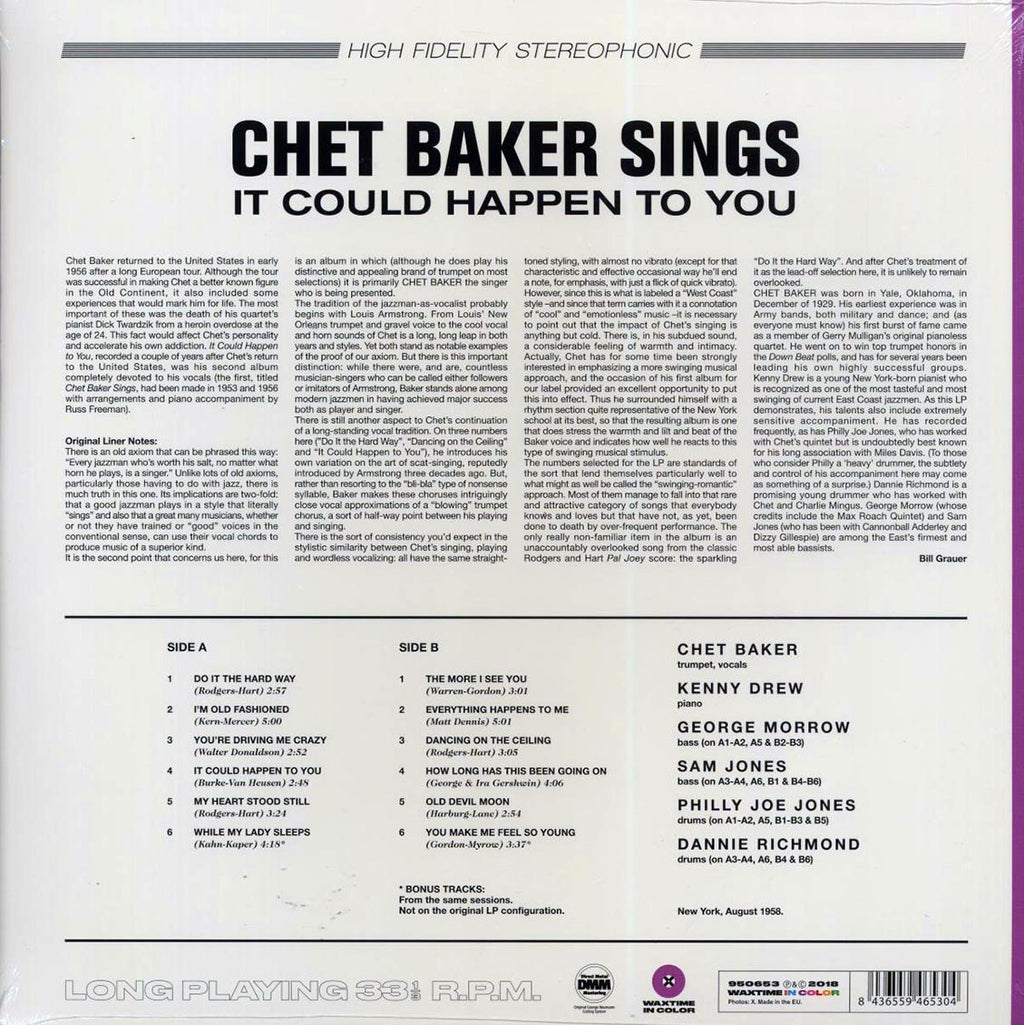 Chet Baker - Sings: It Could Happen To You (+2 bonus tracks) (ltd. ed.) (180g) (purple vinyl) Vinyl Record