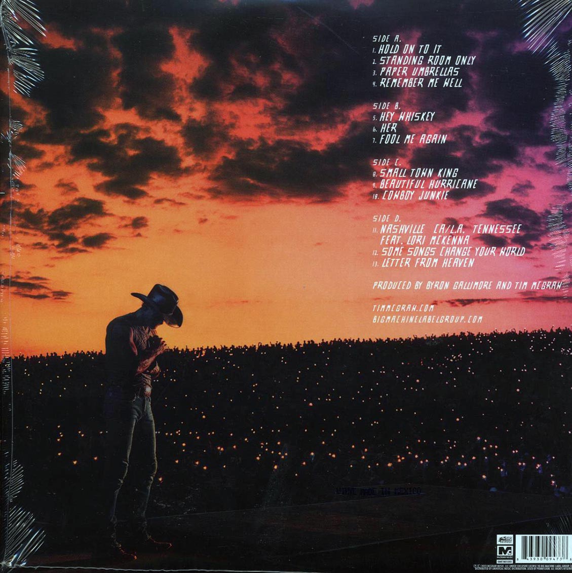Tim McGraw - Standing Room Only (2xLP) (clear vinyl) Vinyl Record