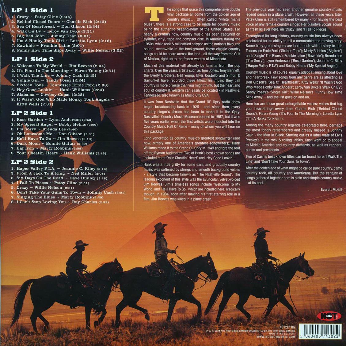 Johnny Cash, Hank Williams, Patsy Cline, Jim Reeves, Etc. - The Best of Country (32 tracks) (2xLP) Vinyl Record