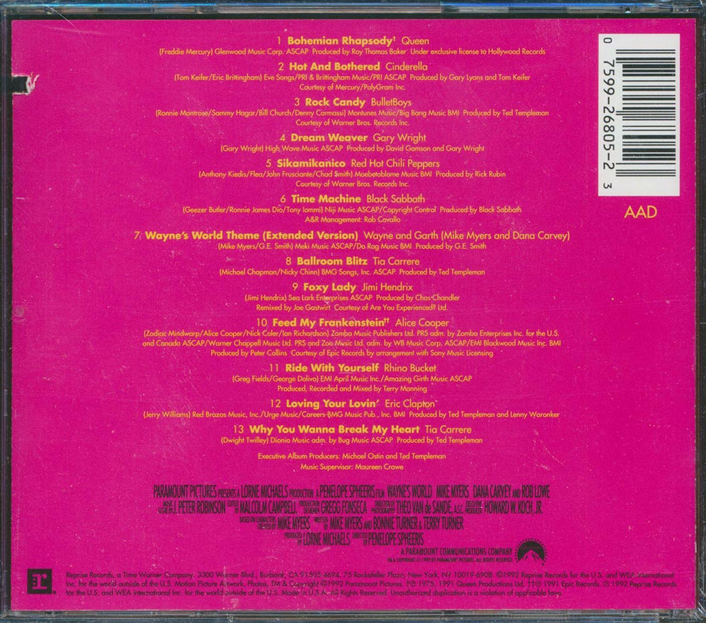Queen, Black Sabbath, Red Hot Chili Peppers, Etc. - Music From The Motion Picture Wayne's World (marked/ltd stock) Music CD