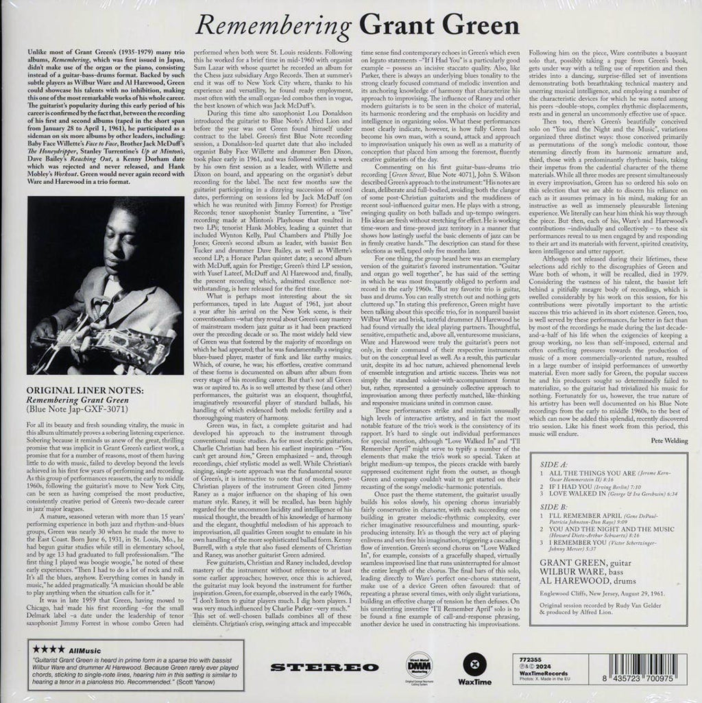 Grant Green - Remembering (180g) Vinyl Record