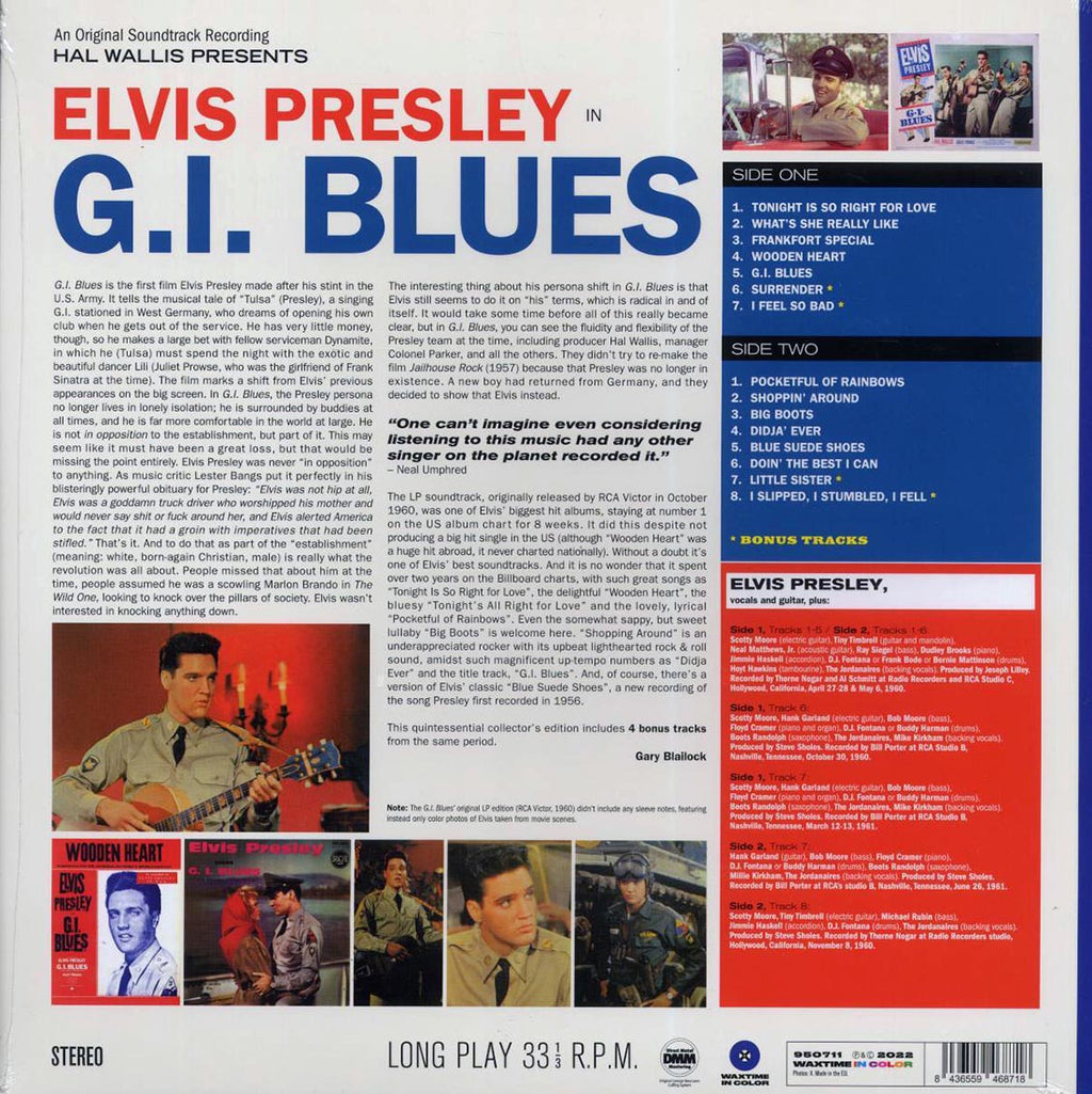 Elvis Presley - GI Blues (+4 bonus tracks) (ltd. ed.) (180g) (blue vinyl) Vinyl Record