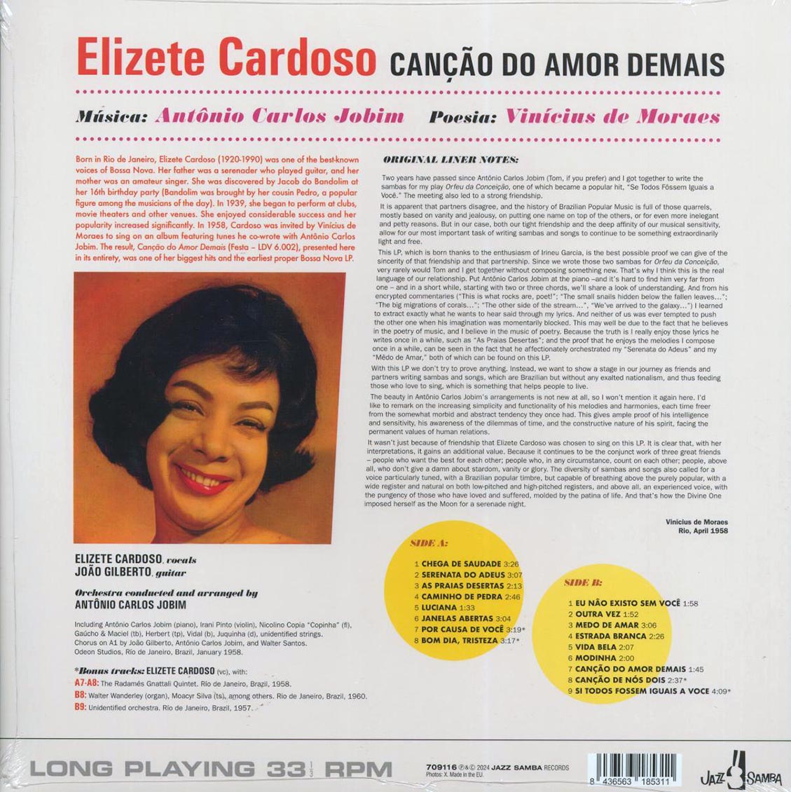 Elizete Cardoso - Cancao Do Amor Demais (+4 bonus tracks) (180g) Vinyl Record