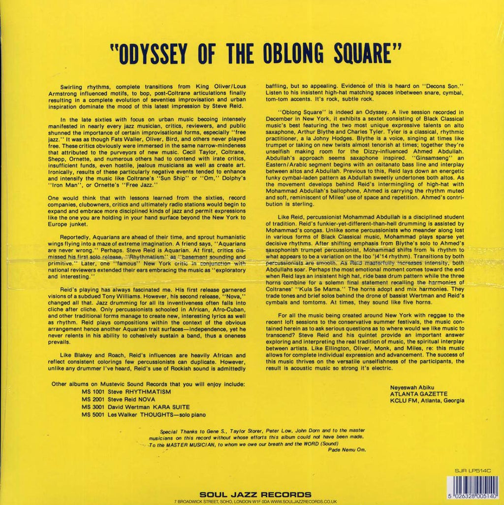 Steve Reid - Odyssey Of The Oblong Square (ltd. ed.) (gold vinyl) Vinyl Record