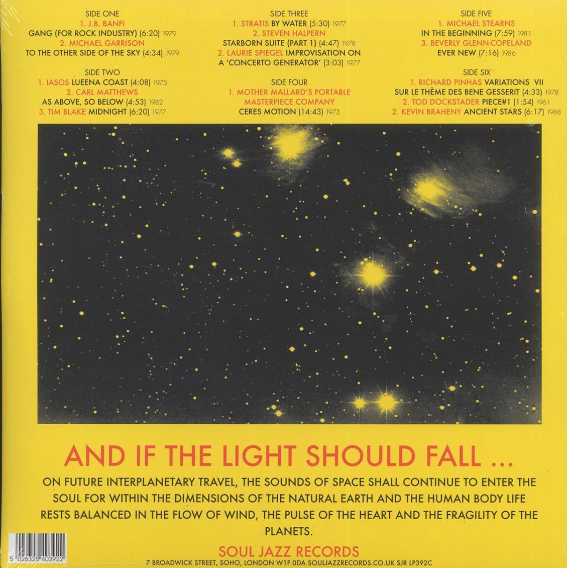 Various - Space, Energy & Light: Experimental Electronic And Acoustic Soundscapes 1961-88 (3xLP) (yellow vinyl) Vinyl Record