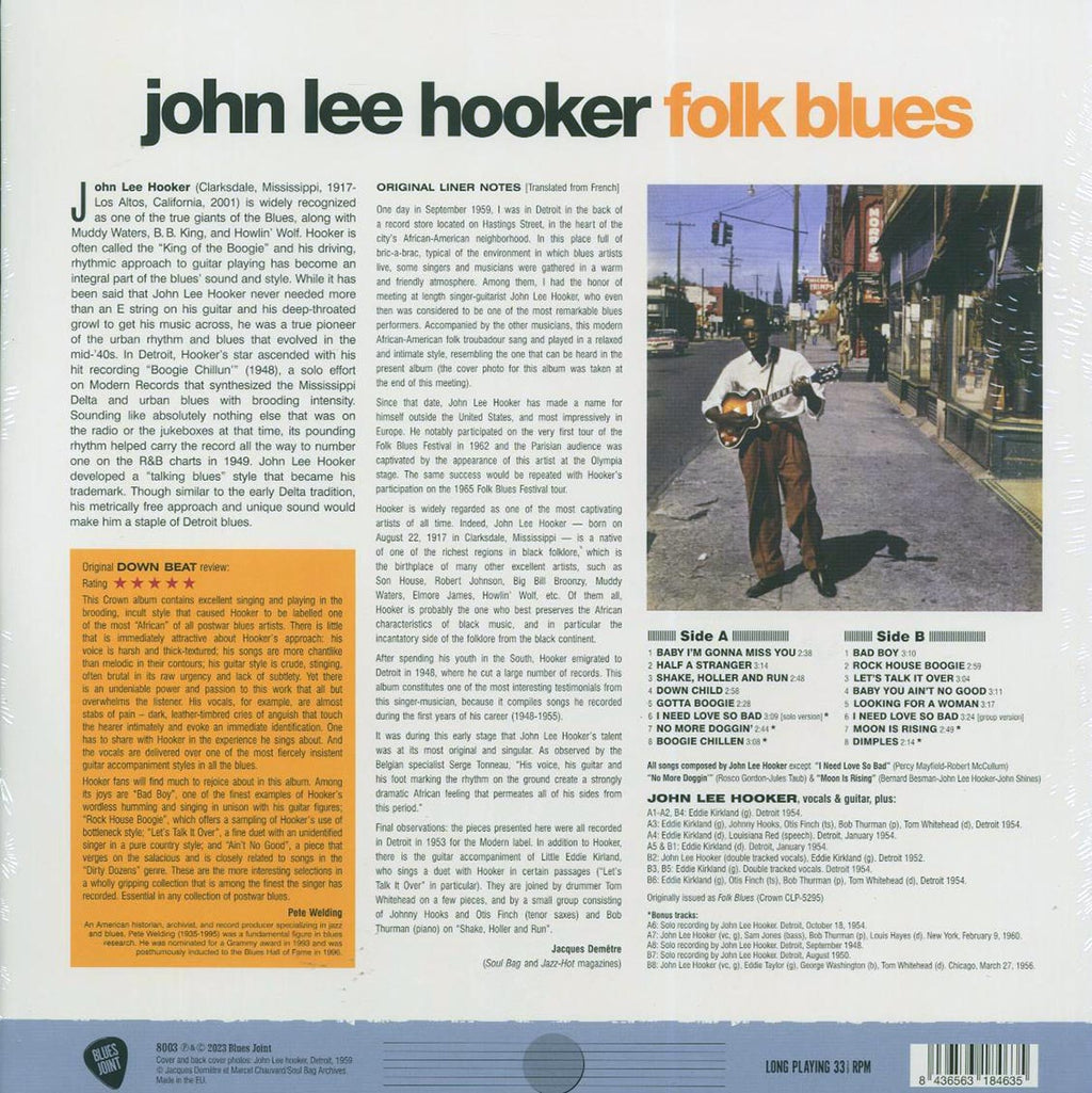 John Lee Hooker - Folk Blues (+5 bonus tracks) (ltd. ed.) (180g) Vinyl Record