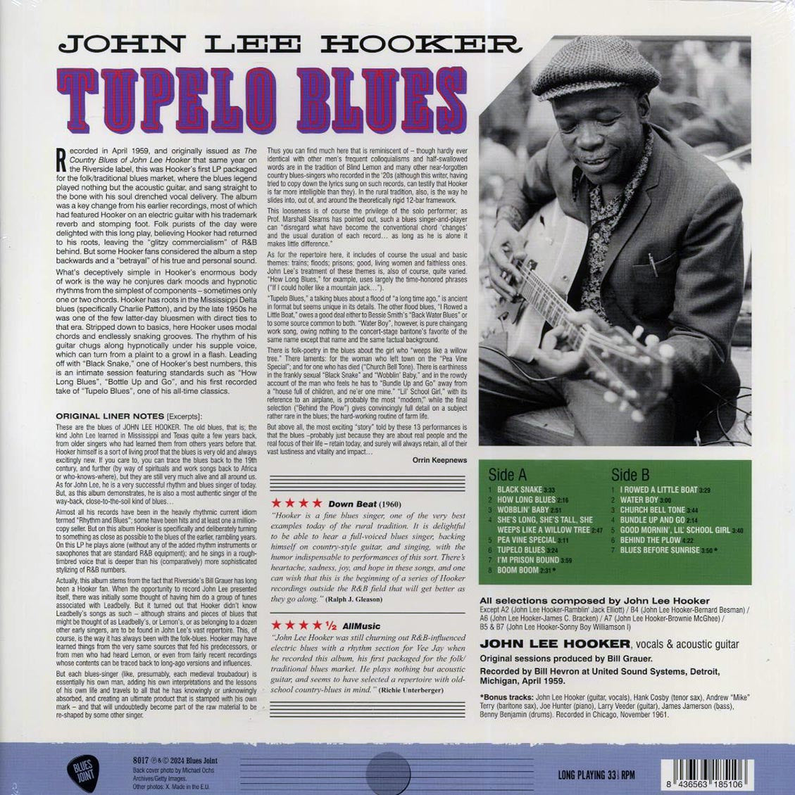 John Lee Hooker - Tupelo Blues (+2 bonus tracks) (ltd. ed.) (180g) Vinyl Record