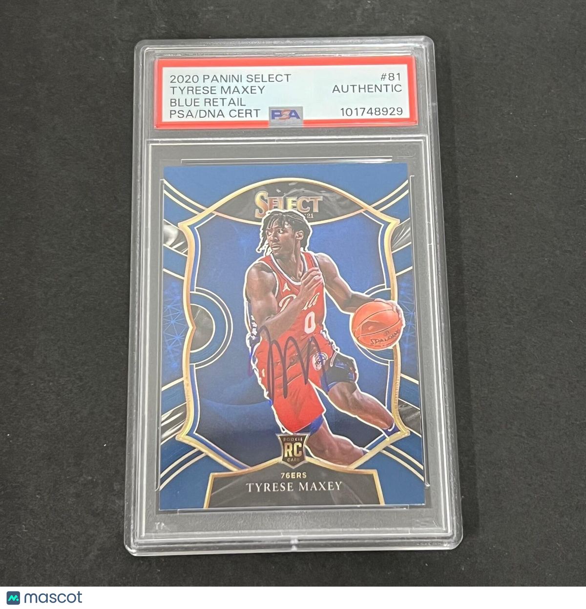 2020-21 Panini Select #81 Tyrese Maxey Signed Card AUTO PSA 76ers RC