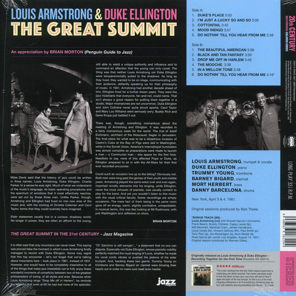 Louis Armstrong, Duke Ellington - The Great Summit (+bonus track) (ltd. ed.) (180g) (yellow vinyl) Vinyl Record