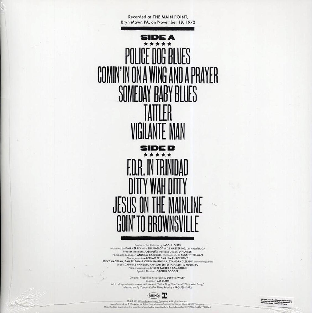 Ry Cooder - Live At The Main Point 1972 (RSD 2025) Vinyl Record
