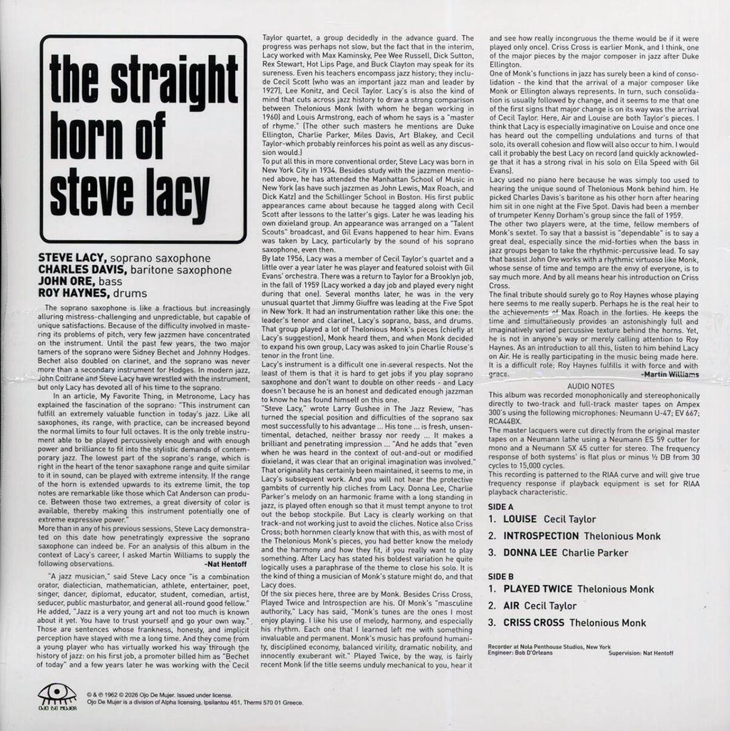 Steve Lacy - The Straight Horn Of Steve Lacy (green vinyl) Vinyl Record