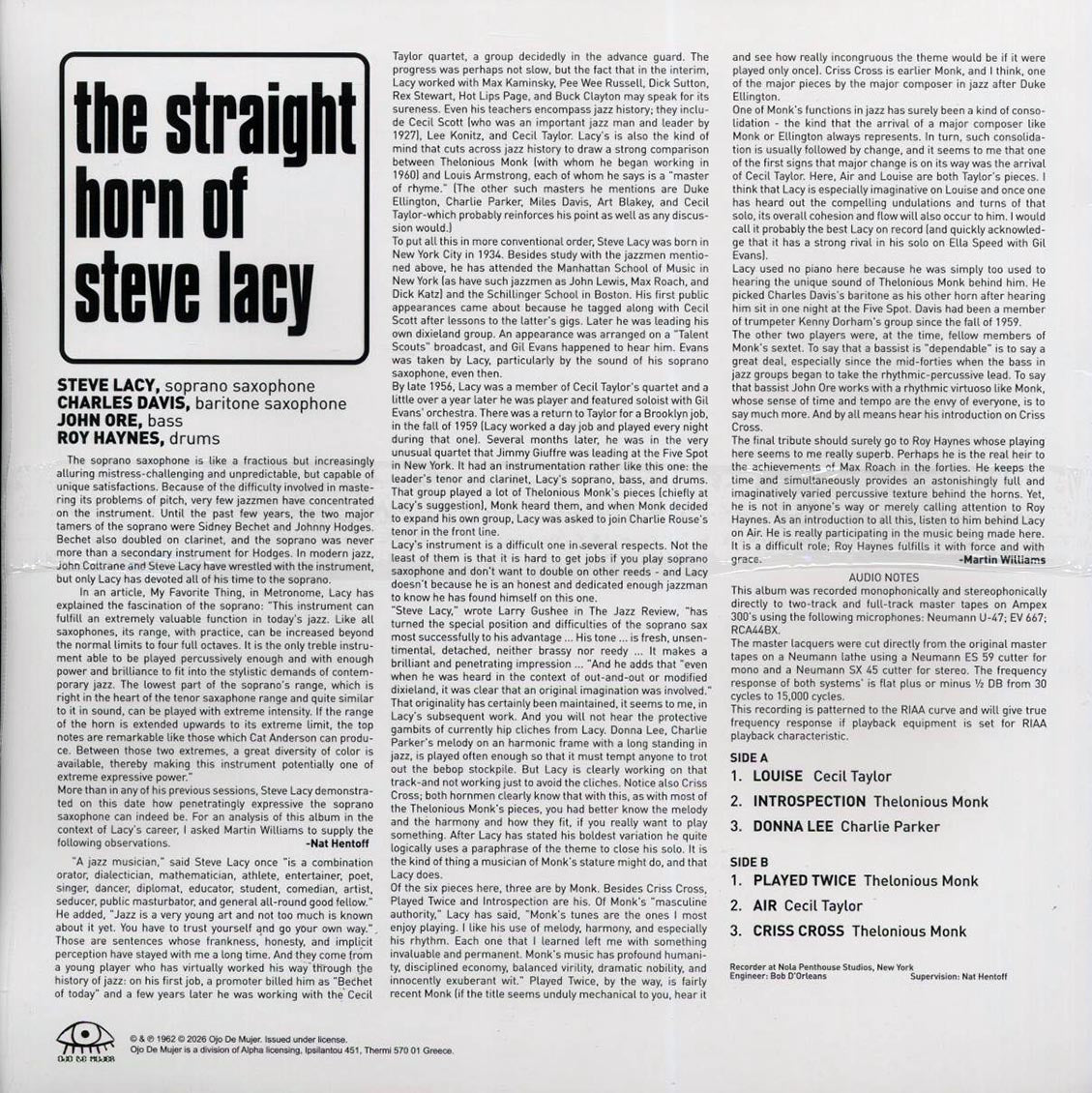 Steve Lacy - The Straight Horn Of Steve Lacy (green vinyl) Vinyl Record