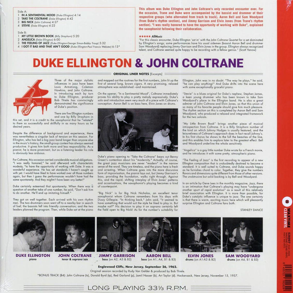 Duke Ellington, John Coltrane - Duke Ellington & John Coltrane (+bonus track) (ltd. ed.) (180g) (clear vinyl) Vinyl Record
