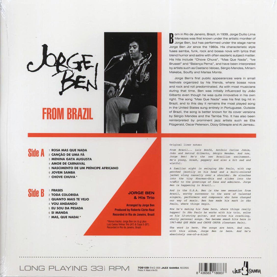 Jorge Ben - From Brazil (+2 bonus tracks) (ltd. ed.) (180g) Vinyl Record