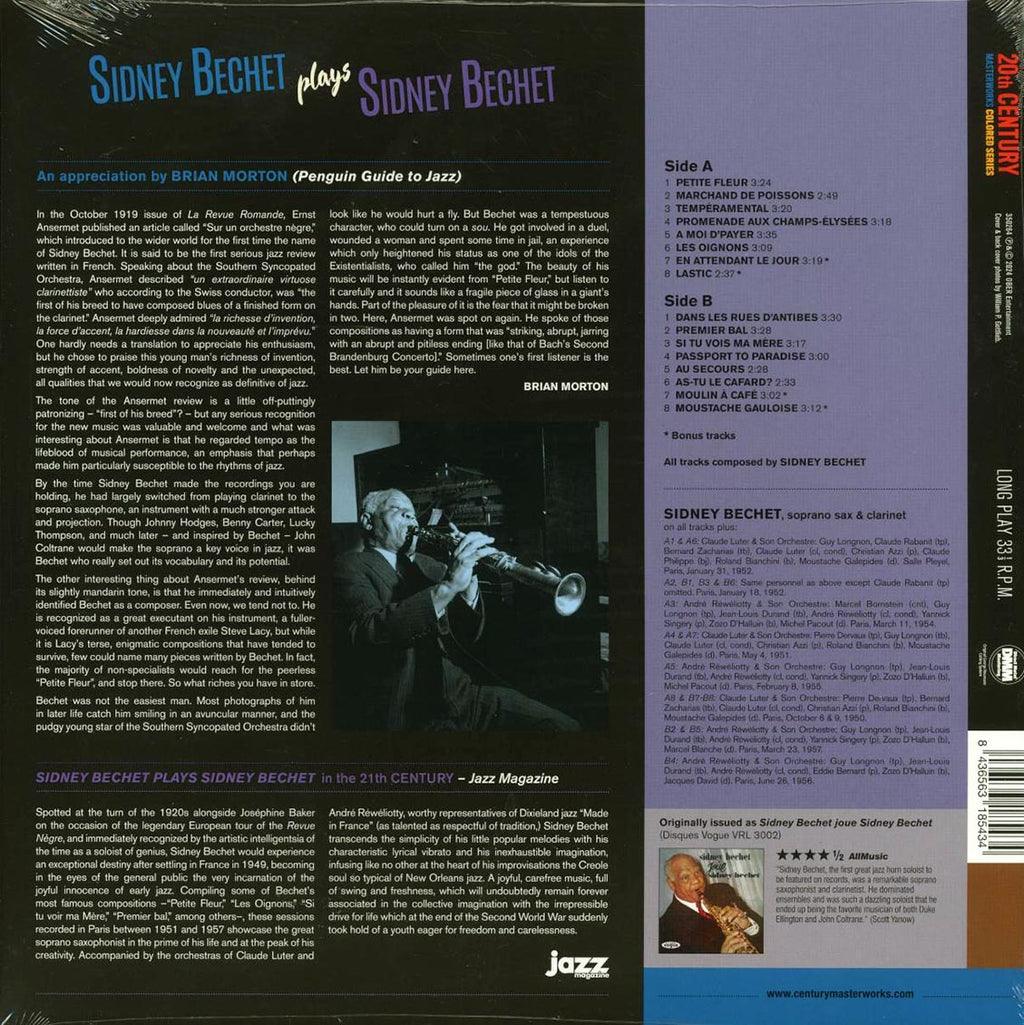 Sidney Bechet - Sidney Bechet Plays Sidney Bechet (+4 bonus tracks) (ltd. ed.) (180g) (blue vinyl) Vinyl Record