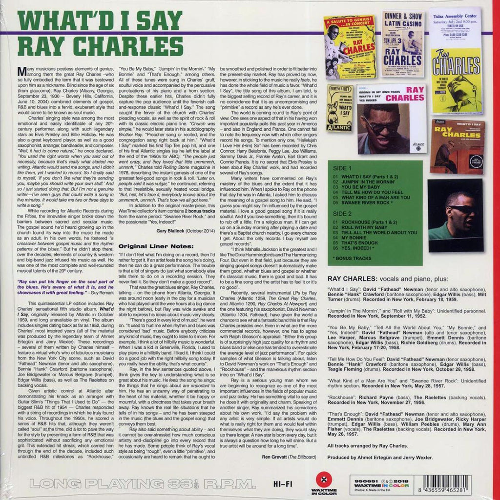 Ray Charles - What?d I Say (+2 bonus tracks) (ltd. ed.) (180g) (red vinyl) Vinyl Record
