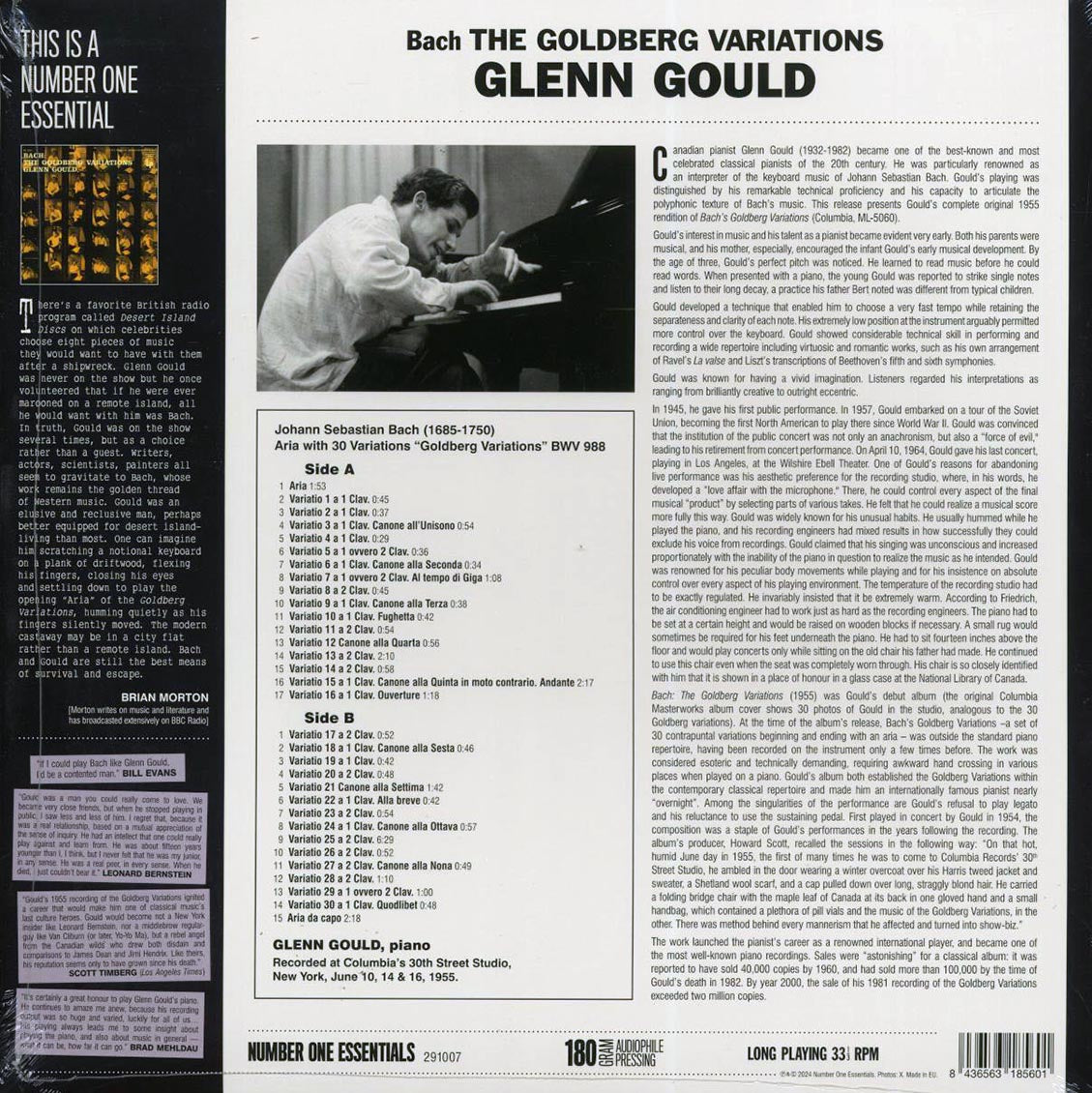 Johann Sebastian Bach, Glenn Gould - The Goldberg Variations (ltd. ed.) (180g) Vinyl Record