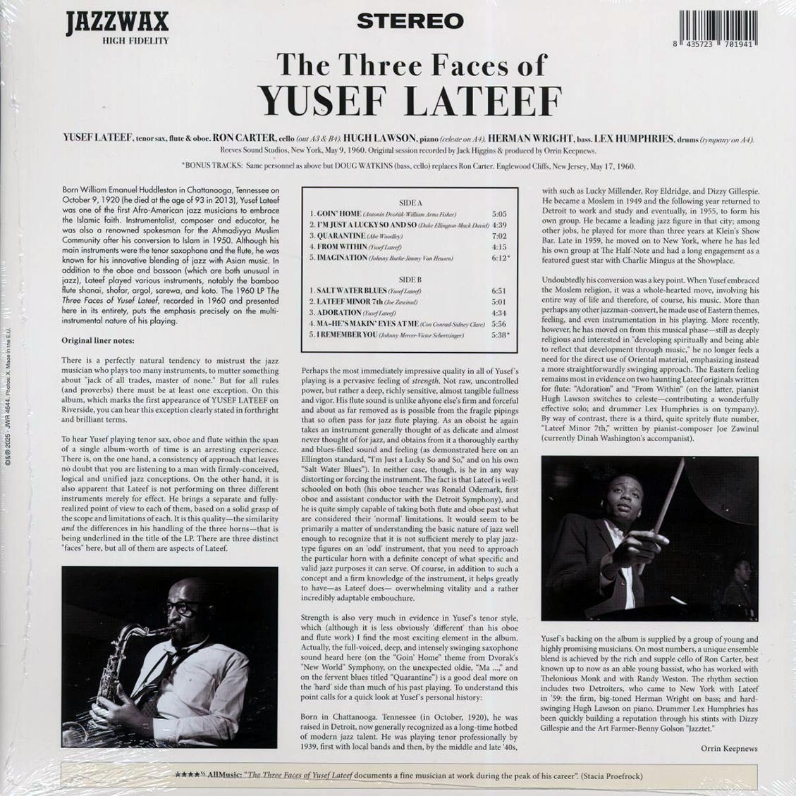 Yusef Lateef - The Three Faces Of Yusef Lateef (+2 bonus tracks) (ltd. ed.) (180g) Vinyl Record