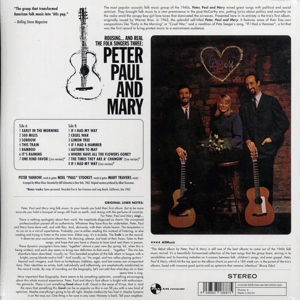 Peter, Paul & Mary - Peter, Paul & Mary (+3 bonus tracks) (ltd. ed.) (180g) Vinyl Record