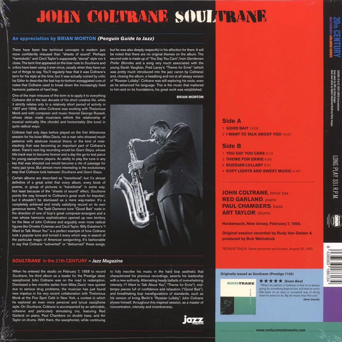 John Coltrane - Soultrane (+bonus track) (ltd. ed.) (180g) (red vinyl) Vinyl Record