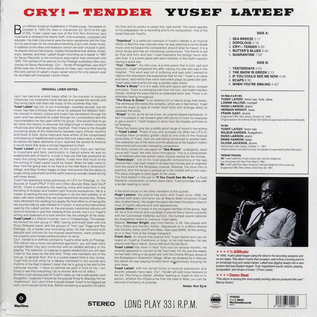 Yusef Lateef - Cry! Tender (+2 bonus tracks) (ltd. ed.) (180g) Vinyl Record