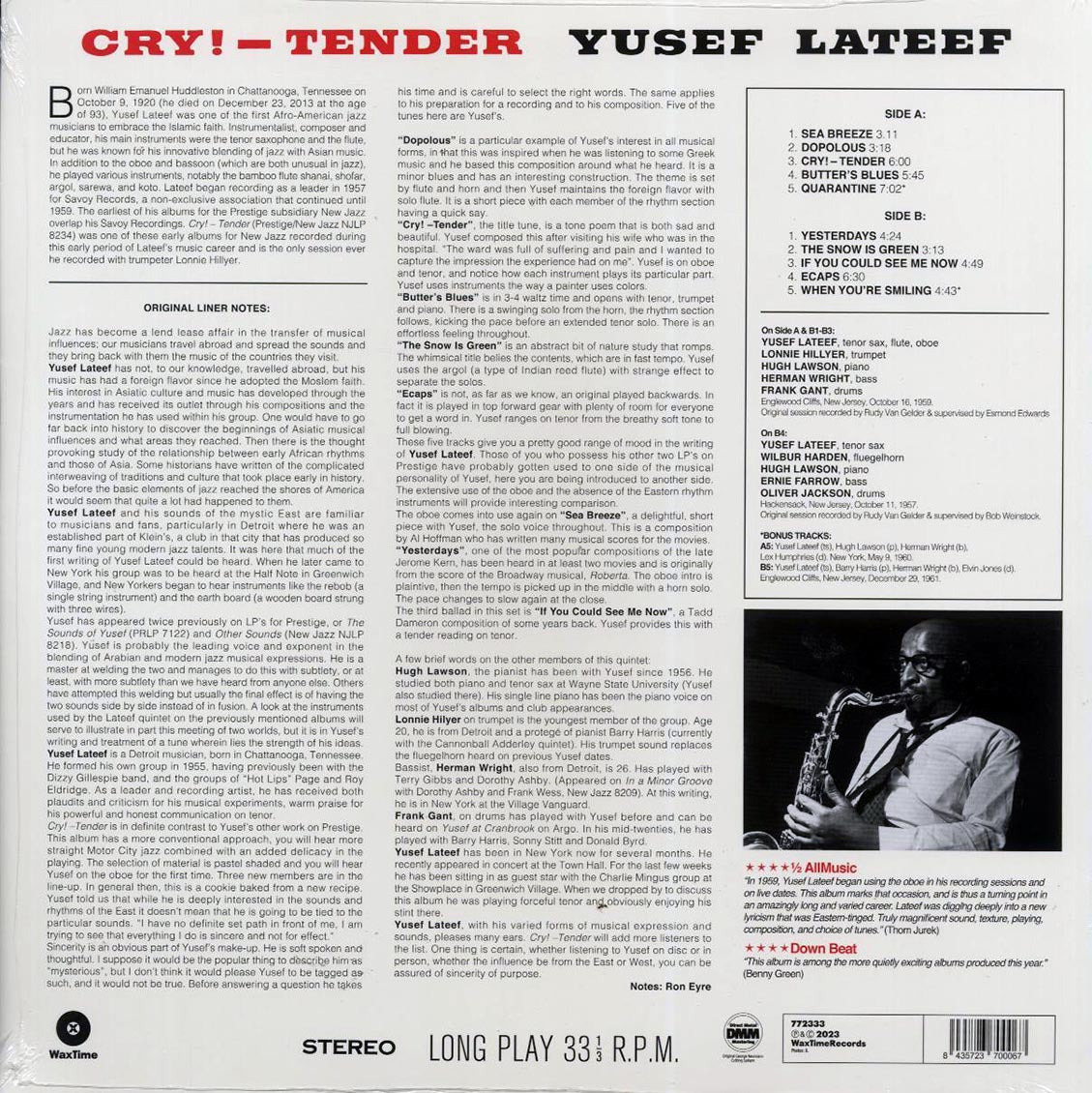 Yusef Lateef - Cry! Tender (+2 bonus tracks) (ltd. ed.) (180g) Vinyl Record