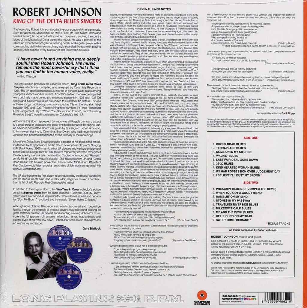 Robert Johnson - King Of The Delta Blues Singers (+2 bonus tracks) (ltd. ed.) (180g) (orange vinyl) Vinyl Record