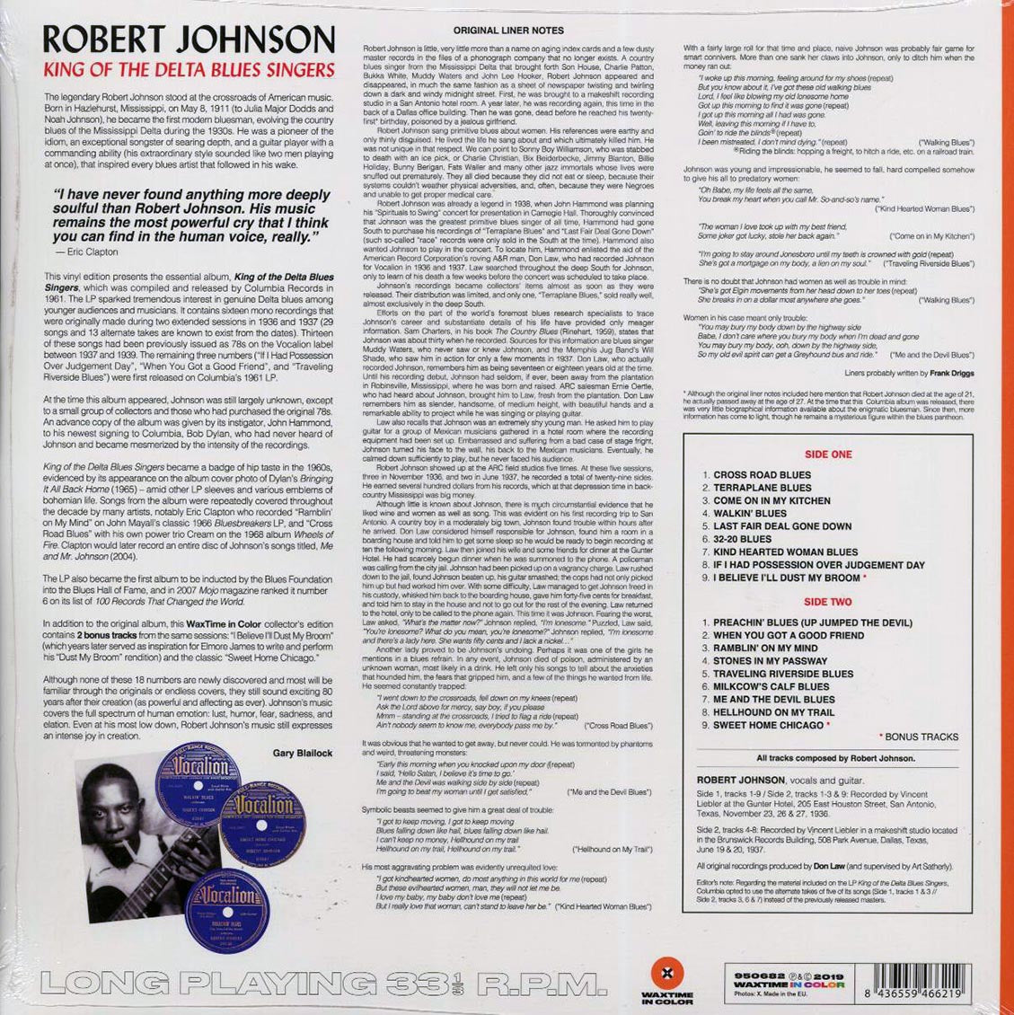 Robert Johnson - King Of The Delta Blues Singers (+2 bonus tracks) (ltd. ed.) (180g) (orange vinyl) Vinyl Record