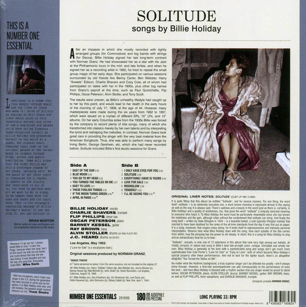 Billie Holiday - Solitude (+3 bonus tracks) (ltd. ed.) (180g) Vinyl Record